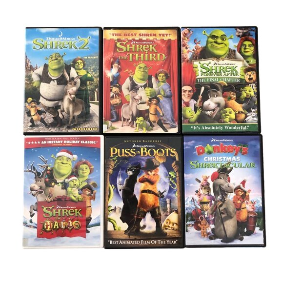 Dreamworks Shrek 6-Movie DVD Collection: Shrek 1 2 3 4 Puss In Boots Donkey's Ch - Picture 1 of 2